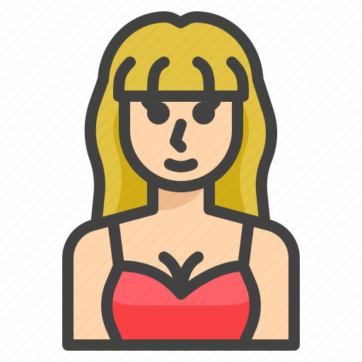 Avatar, woman, long, bangs, hair icon - Download on Iconfinder