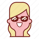 avatar, blonde, emotional expression, face, girl emoji, profile, smiley