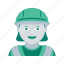avatar, construction, face, profile, user, woman, worker 