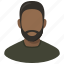 man, avatar, african, beard, profile, user 