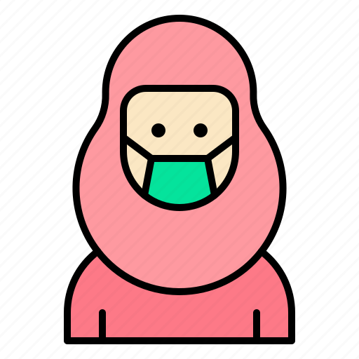 Muslim, woman, wearing, hijab, costume, culture icon - Download on Iconfinder