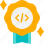 coding badge, badge, achievement, award, trusted, software development, programming, coding, developer 