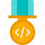 coding medal, medal, badge, achievement, trusted, software development, programming, coding, developer 