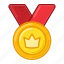 crown, medal, award, prize, badge, achievements 