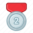 silver, medal, award, prize, badge, achievements, second