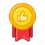thumb, up, medal, award, prize, badge, achievements 
