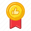 thumb, up, medal, award, prize, badge, achievements