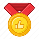 thumb, up, medal, award, prize, badge, achievements