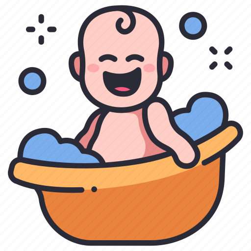 Baby, bath, happy, hygiene, care, cute, clean icon - Download on Iconfinder