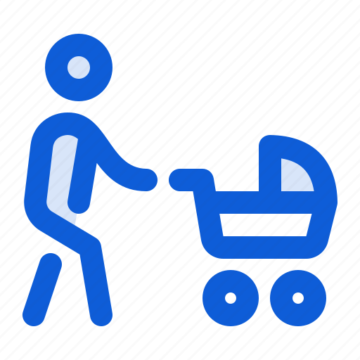 Man, push, stroller, parenting, motherhood, baby icon - Download on Iconfinder