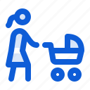 woman, push, stroller, parenting, motherhood, baby