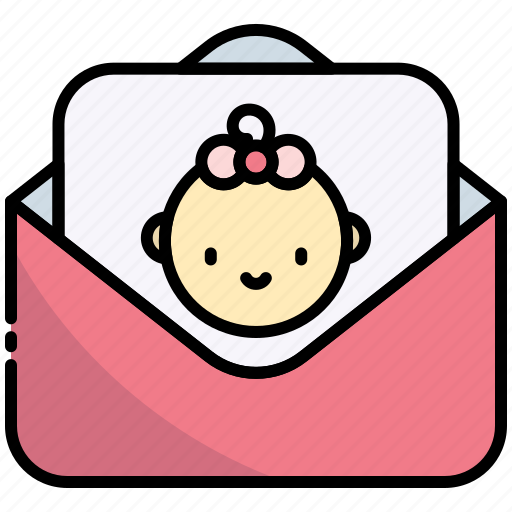 Letter, greeting card, invitation-card, celebration, festival, newborn, girl icon - Download on Iconfinder