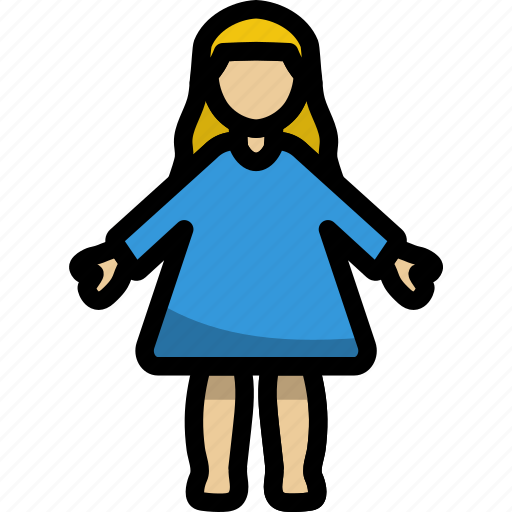 Line, outline, doll, girl, toy, play, cute icon - Download on Iconfinder