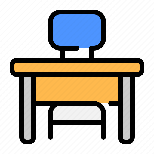 Desk, writing table, teacher desk, student desk, learning desk, workbench, wooden table icon - Download on Iconfinder