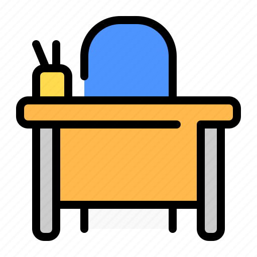 Teacher desk, student desk, office desk, working desk, writing desk, workbench, wooden table icon - Download on Iconfinder