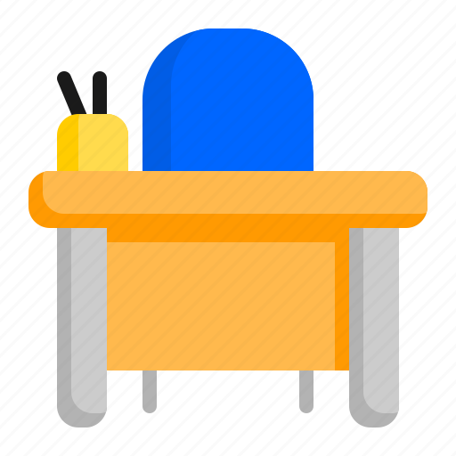 Teacher desk, student desk, office desk, writing desk, workbench, desk, chair icon - Download on Iconfinder