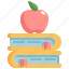apple, back to school, book, education, equipment, knowledge, learning 