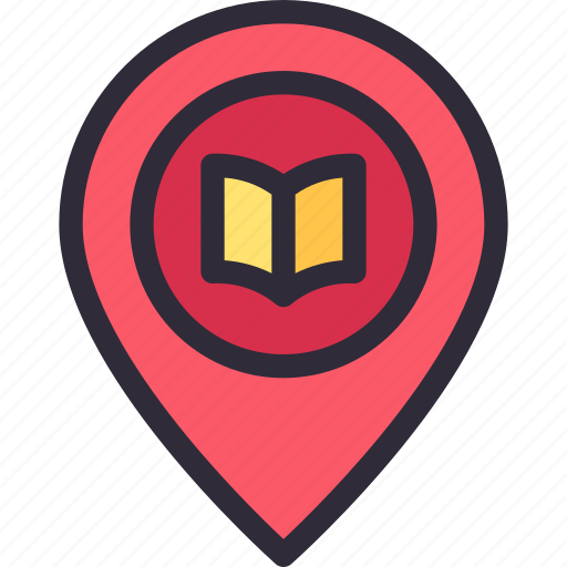 Pin, open, book, library, education, map icon - Download on Iconfinder