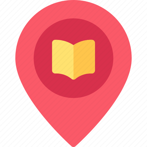 Pin, open, book, library, education, map icon - Download on Iconfinder