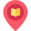 pin, open, book, library, education, map 