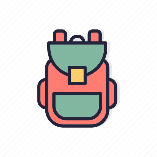 Back, backpack, bag, line, school, thin icon - Download on Iconfinder