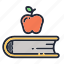 apple, book, education, educational, fruit, school, supplies 
