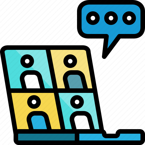 Communication, computer, distancing, laptop, people, social, video call icon - Download on Iconfinder