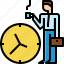 back, businessman, clock, coffee, routines, time, work 