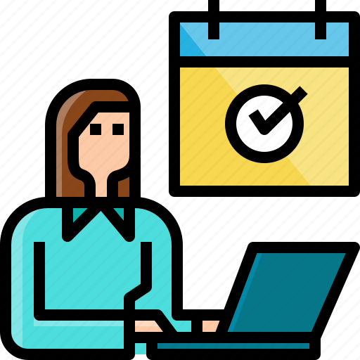 Business, calendar, date, laptop, office, woman, work icon - Download on Iconfinder