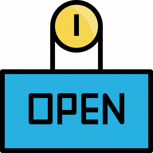 Cafe, door, open, shop, store, time, work icon - Download on Iconfinder