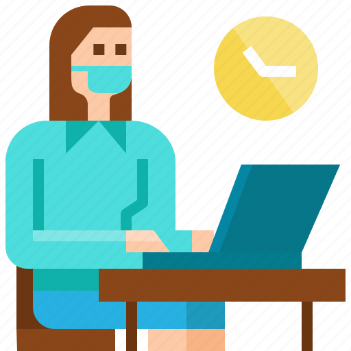 Business, employee, laptop, mask, new normal, woman, work icon - Download on Iconfinder