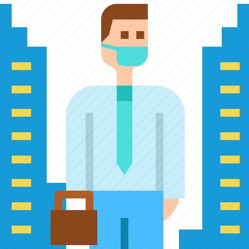 Baggage, businessman, city, mask, office, surgical, tower icon - Download on Iconfinder
