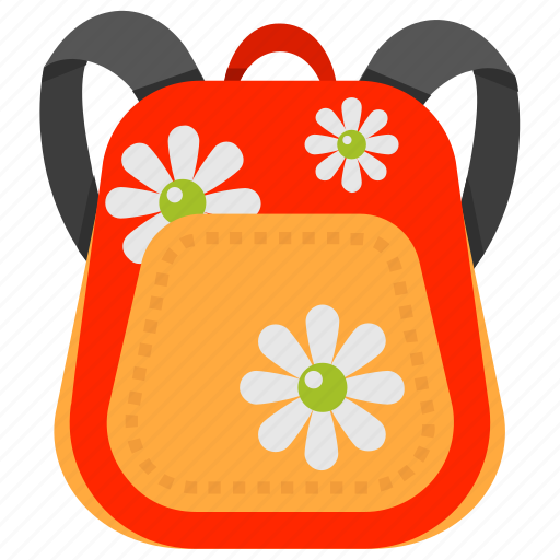 Backpack, floral backpack, floral print bag, playgroup bag, preschool bag icon - Download on Iconfinder