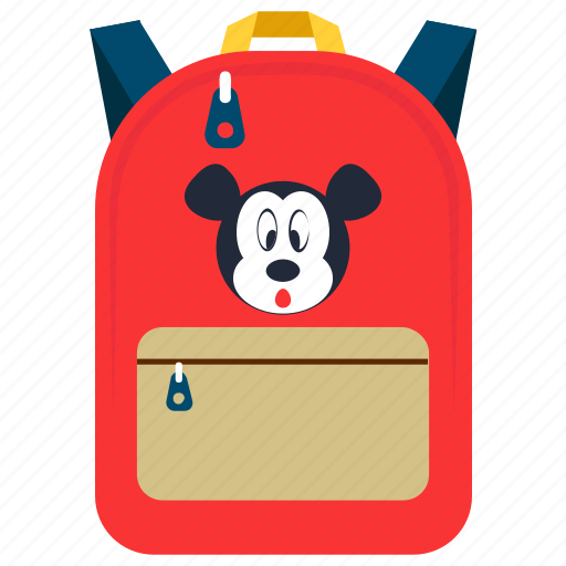 Backpack, cartoon print backpack, mickey mouse bag, playgroup bag, preschool bag icon - Download on Iconfinder