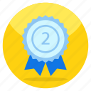 2nd position badge, award, reward, achievement, emblem, star quality badge