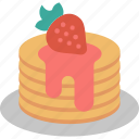 pancake, dessert, eating, food, strawberry, sweet, syrop