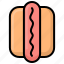 bakery, hotdog, sausage, mustard, snack, bread, fastfood 