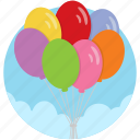balloons, celebrate, celebration, elevation, levitate, release