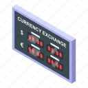 bank, currency, exchange, isometric