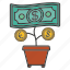 cent, money, money flower, pot 