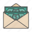 dollar, envelope, money, present, salary 