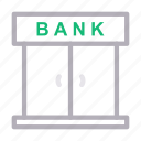 bank, building, close, door, saving