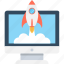 build site, create website, monitor, rocket, web startup 