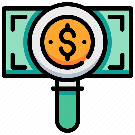 Analysis, banking, currency, magnify, money, risk icon - Download on Iconfinder