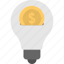 bulb, business idea, dollar, idea, solution