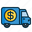 delivery, dollar, finance, money, transportion, truck 