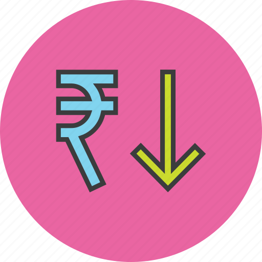 Decrease, finance, forex, rupee, shares, stocks, value icon - Download on Iconfinder