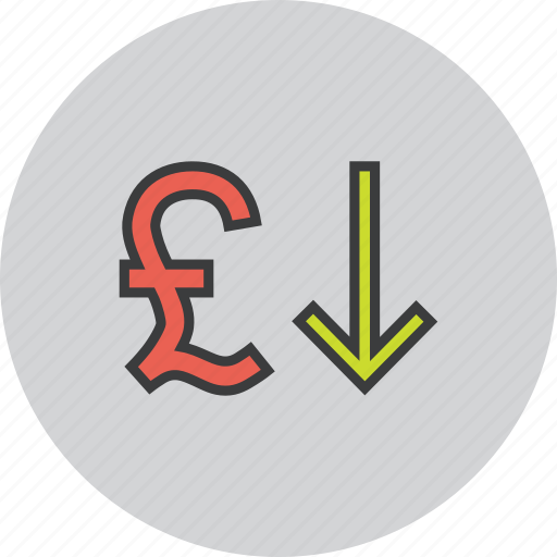 Currency, decrease, foreign exchange, pound, shares, stocks, value icon - Download on Iconfinder