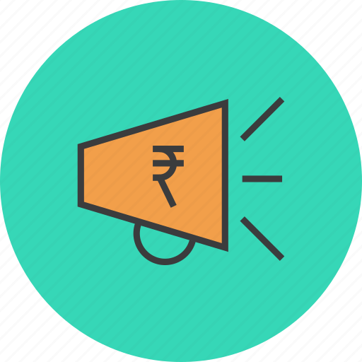 Advertisement, campaign, finance, marketing, promotion, rupee, sales icon - Download on Iconfinder