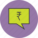 notification, rupee, alert message, communication, mobile banking, speech bubble, transaction details